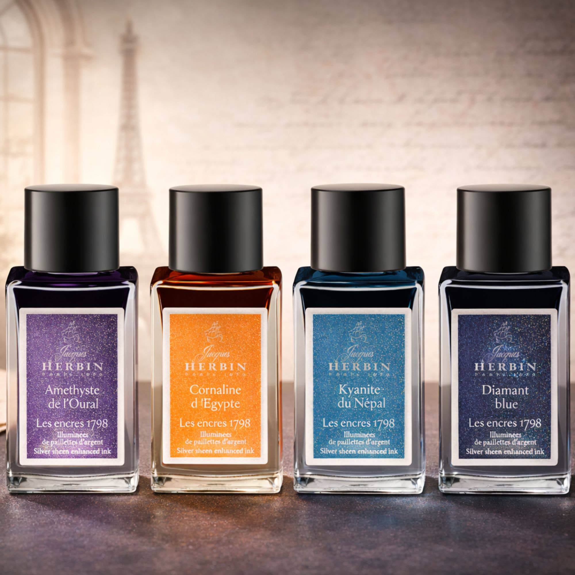 NEW!  Herbin 1798 Anniversary Inks w/ Silver Shimmer - 15ml