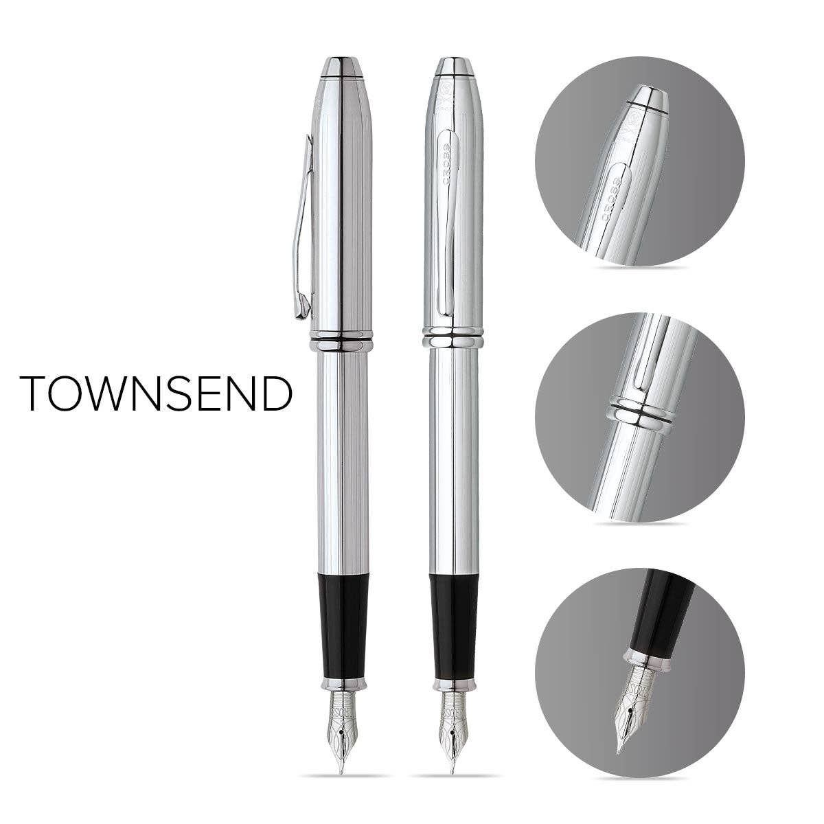 Townsend® Lustrous Chrome Stainless-Steel Medium Nib Fountain Pen